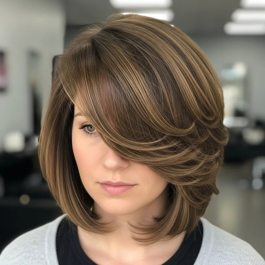 Layered Long Bob with Side Part