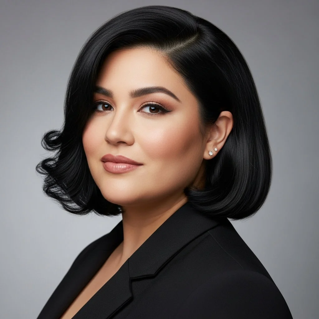 Sleek Bob with Side-Swept Curls