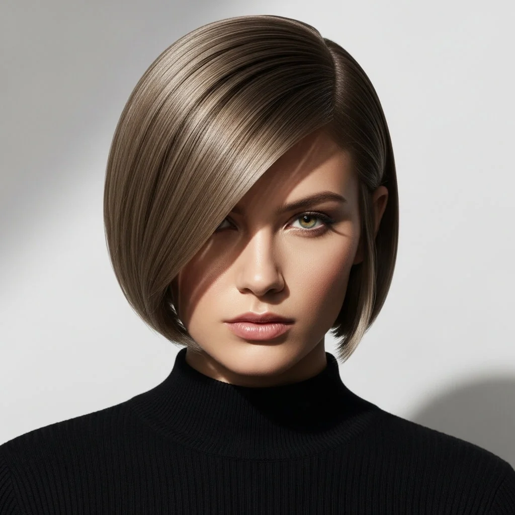 Deep Side-Part Short Bob