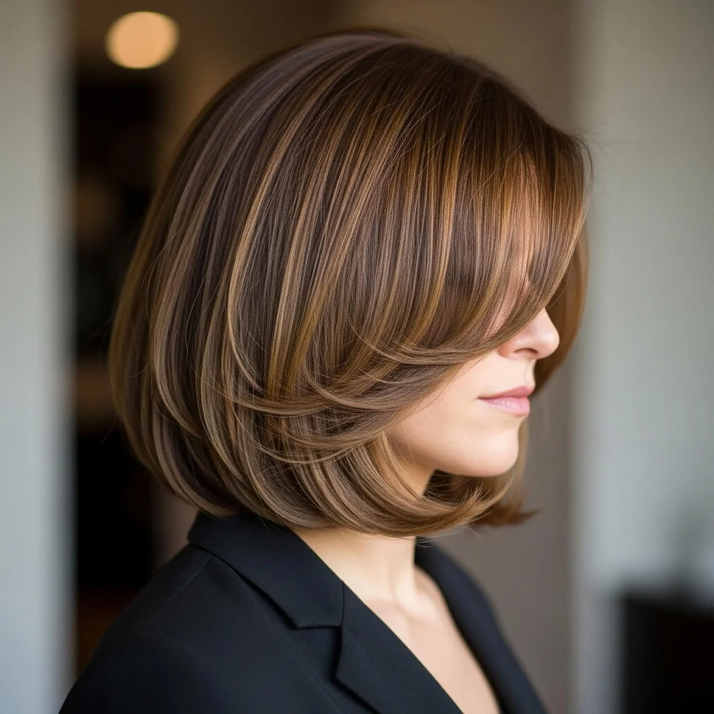 Layered Bob with Curved Inward Ends
