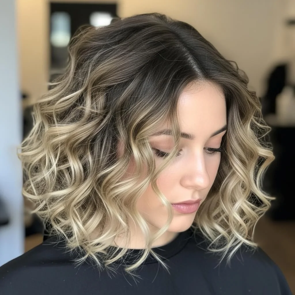 Curly Bob with Subtle Highlights