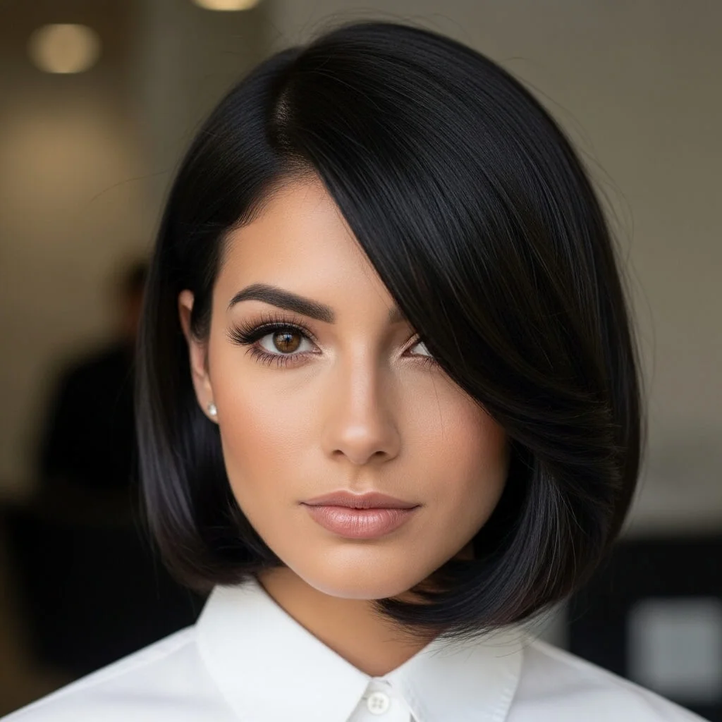 Sleek Bob with Soft Side Part