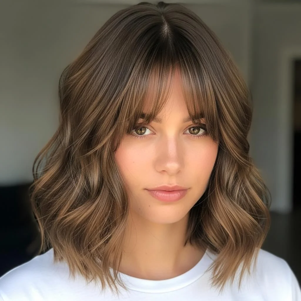 Wavy Bob with Curtain Bangs