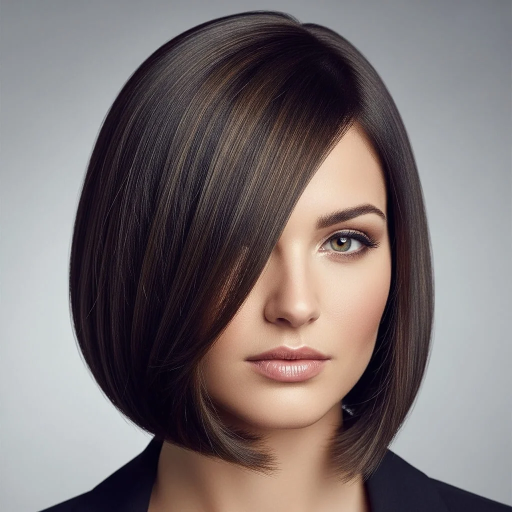Chin-Length Blunt Bob with Side Part