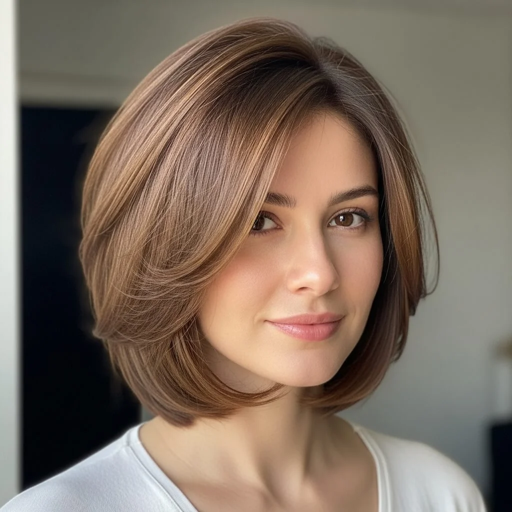 Side-Parted Layered Bob