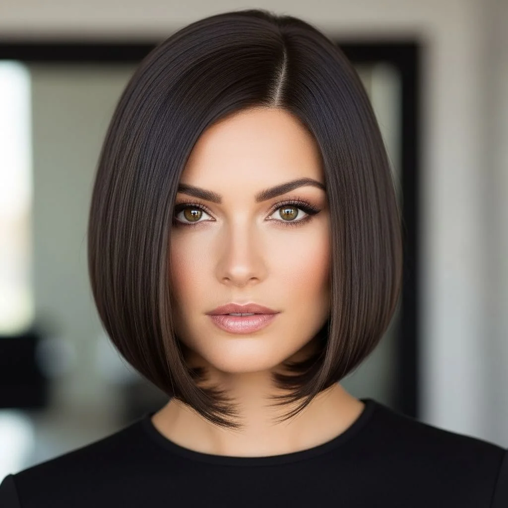 Sleek Bob with Blunt Angled Ends