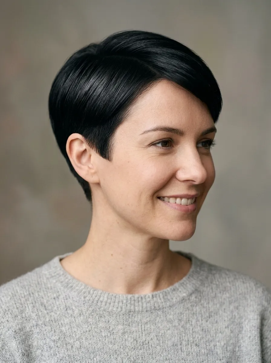Precision-Cut Black Pixie With Sharp Sides