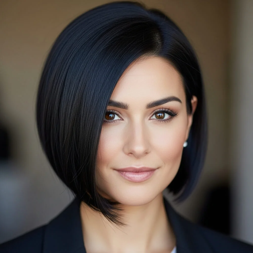 Angled Sleek Bob for Thick Hair