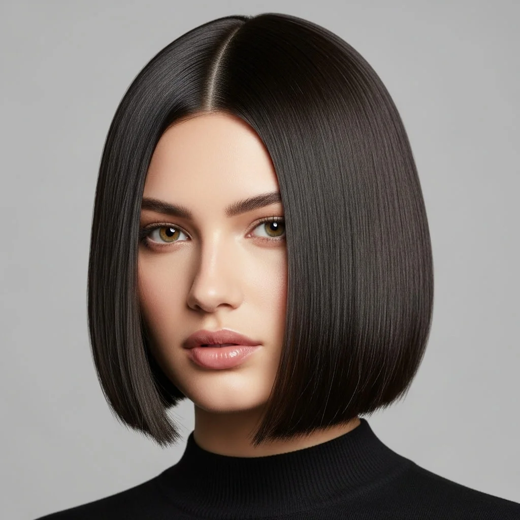 Blunt Bob with Middle Part