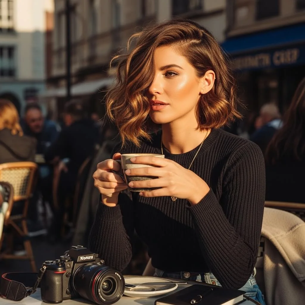 2. Wavy Asymmetrical Bob