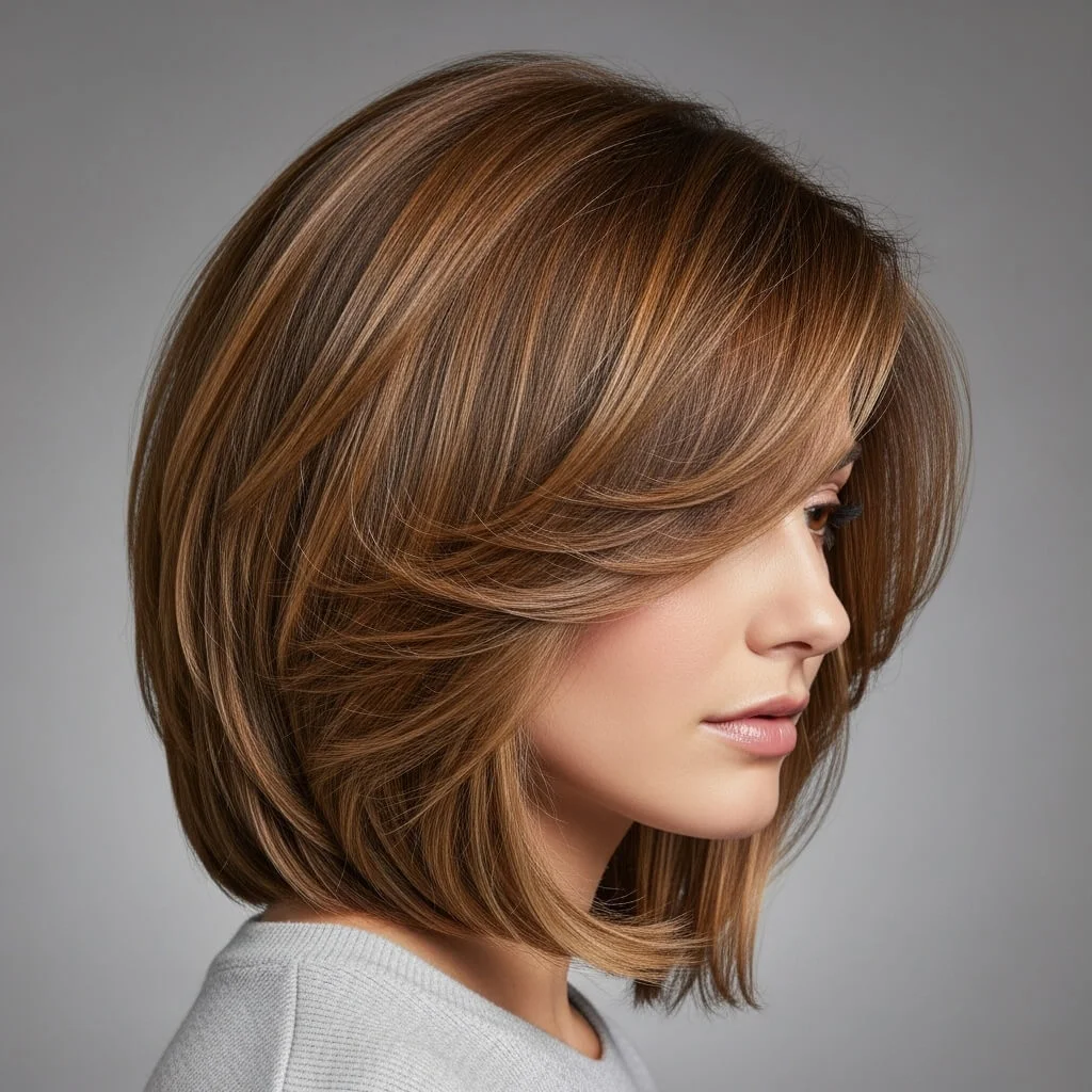 Layered Bob with Feathered Ends