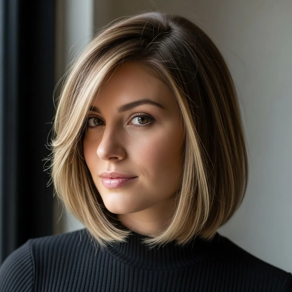 Sleek Bob with Subtle Highlights