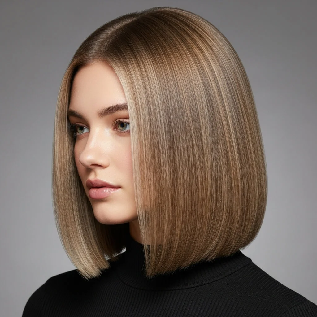 Sleek Bob with Subtle Highlights