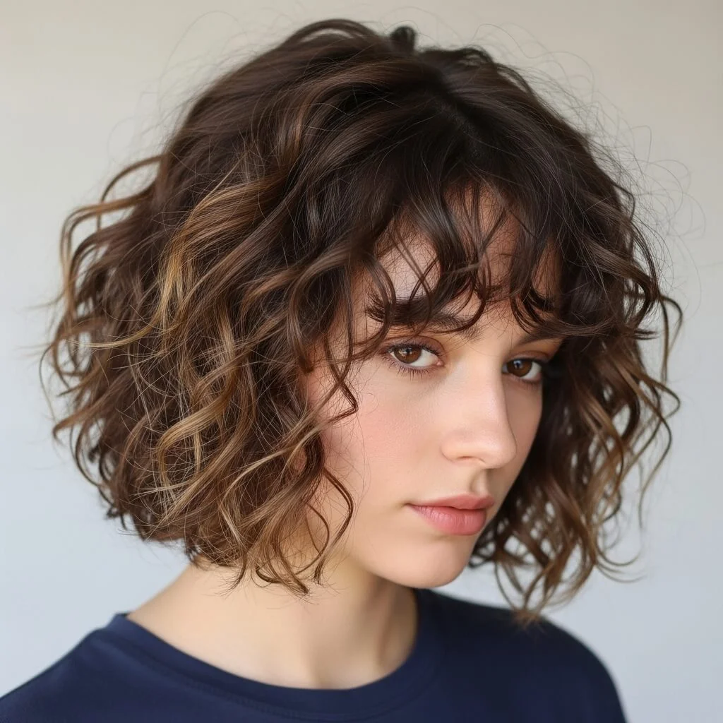 Curly Bob with Tapered Ends