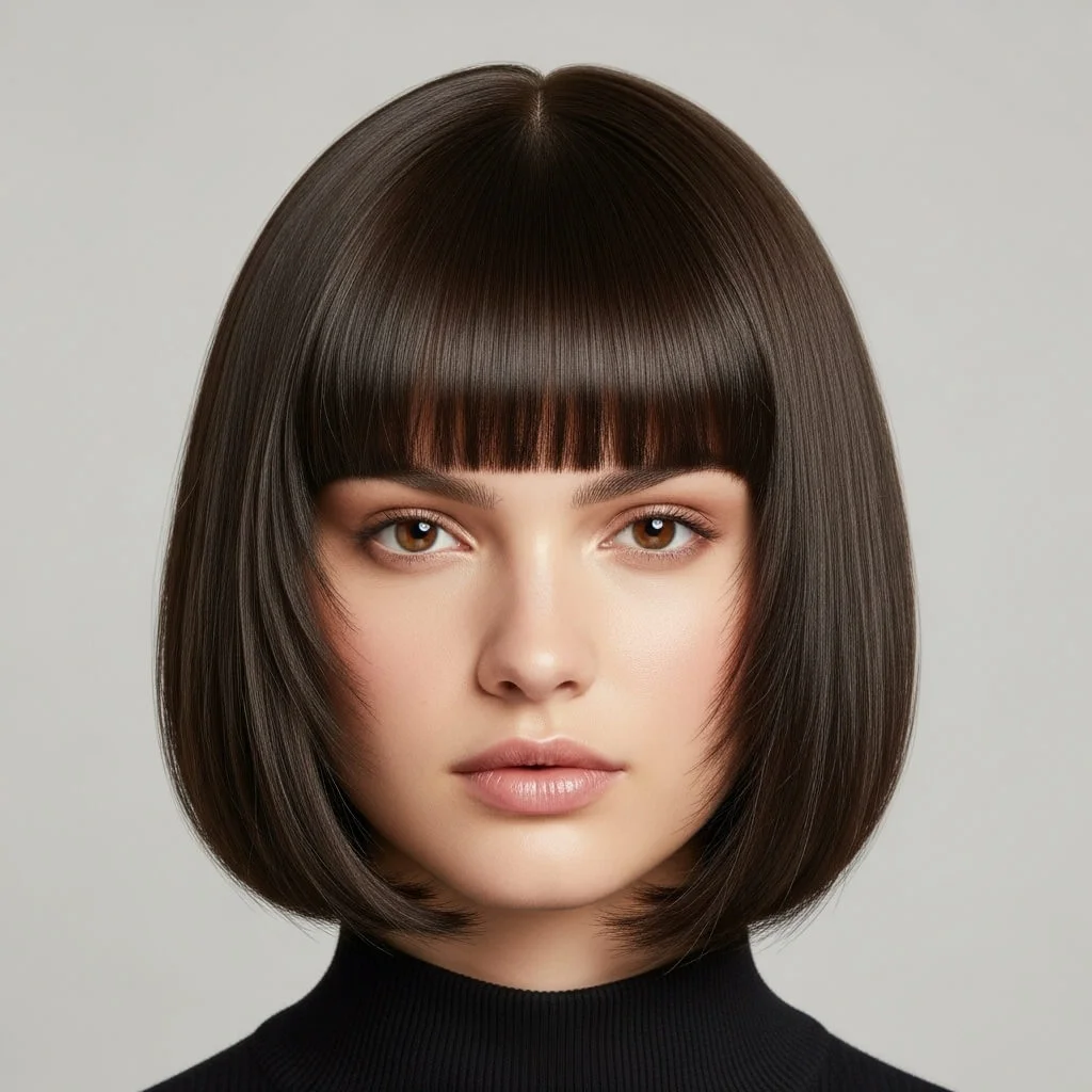 Layered Bob with Blunt Fringe