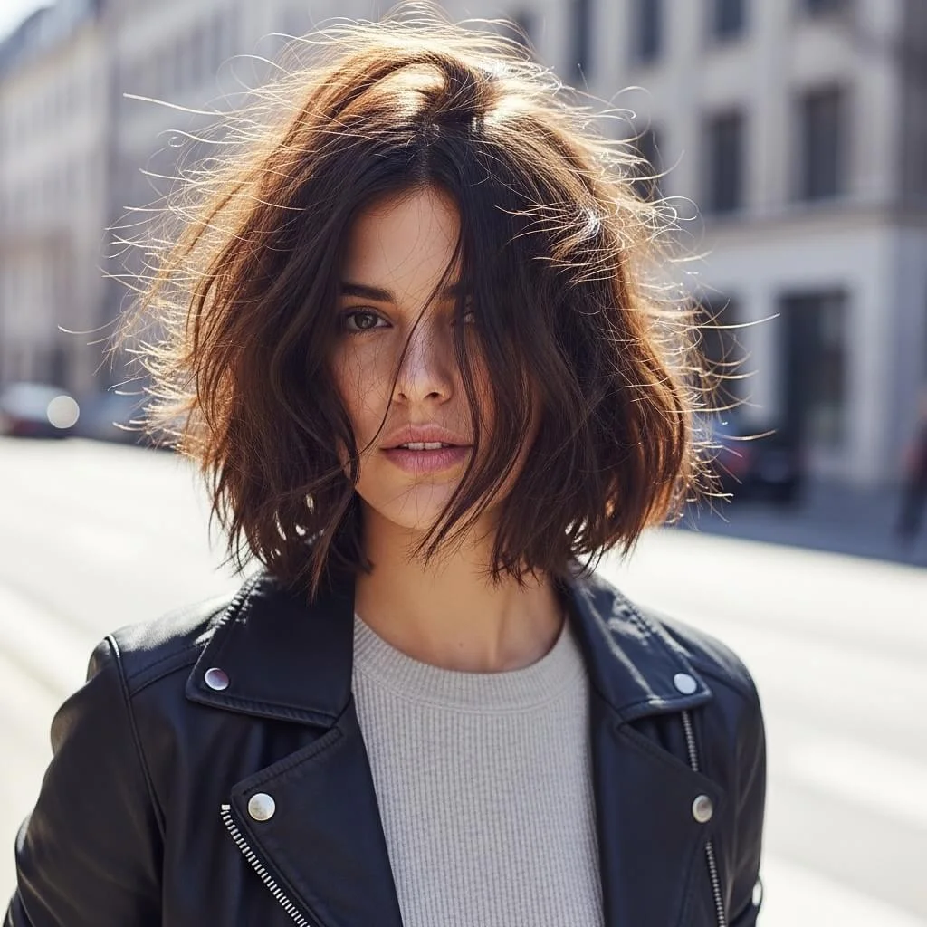 21. Messy Layered Asymmetrical Bob