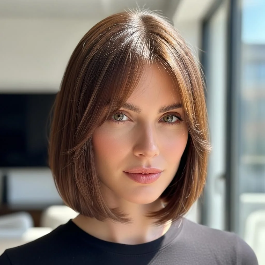 Bob with Soft Curtain Bangs