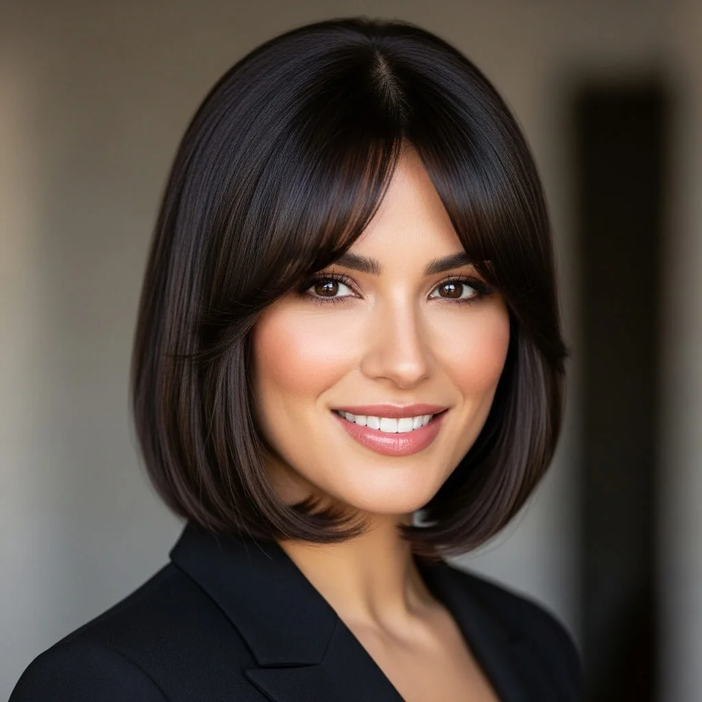 Sleek Bob with Curtain Layers