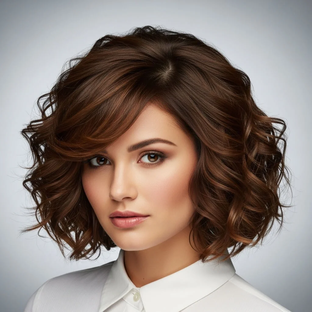 Curly Bob with Side Part