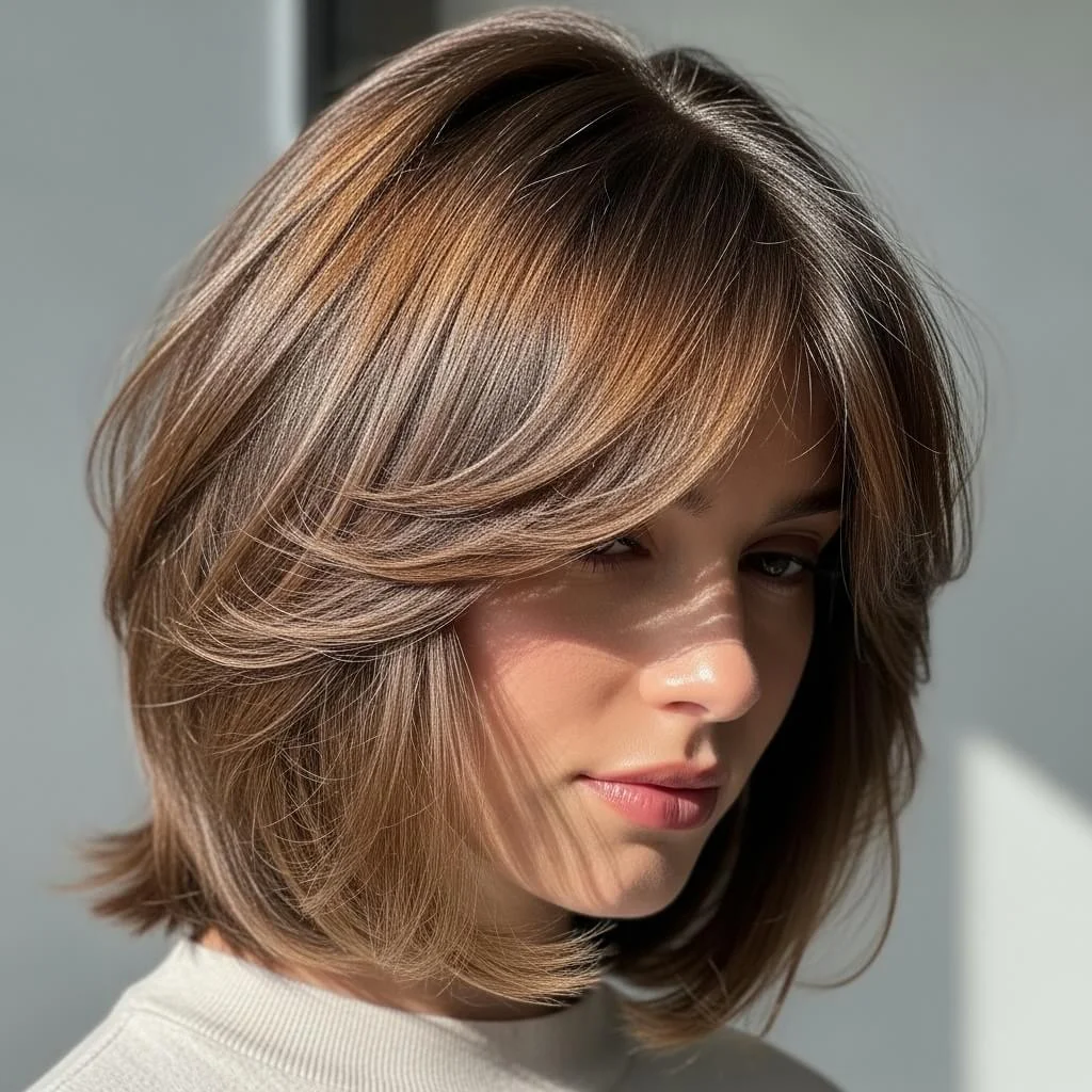 Layered Bob with Curtain Bangs