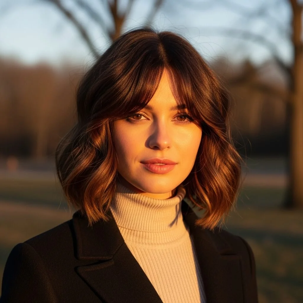 Soft Wavy Bob with Side Bangs