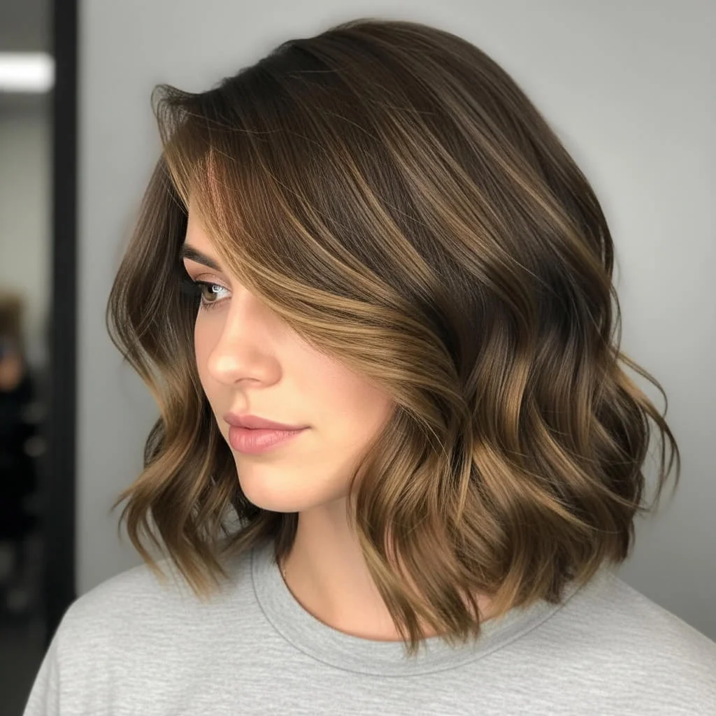 Wavy Bob with Side Part