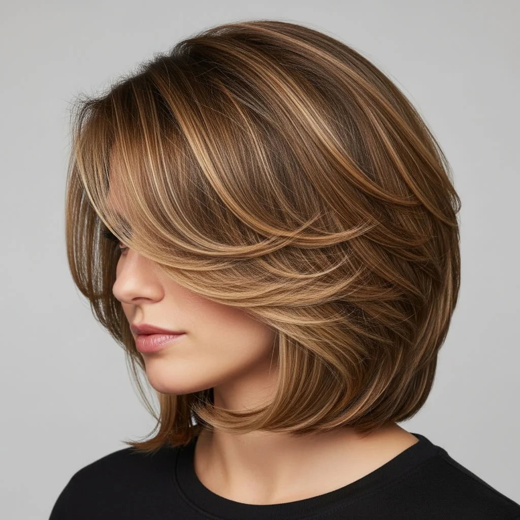 Layered Bob with Side-Swept Layers