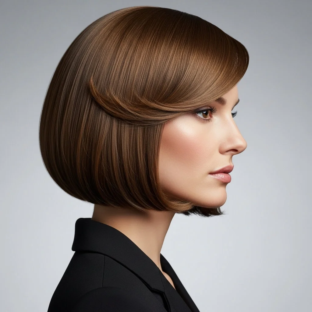 Bob with Rounded Ends and Side Part