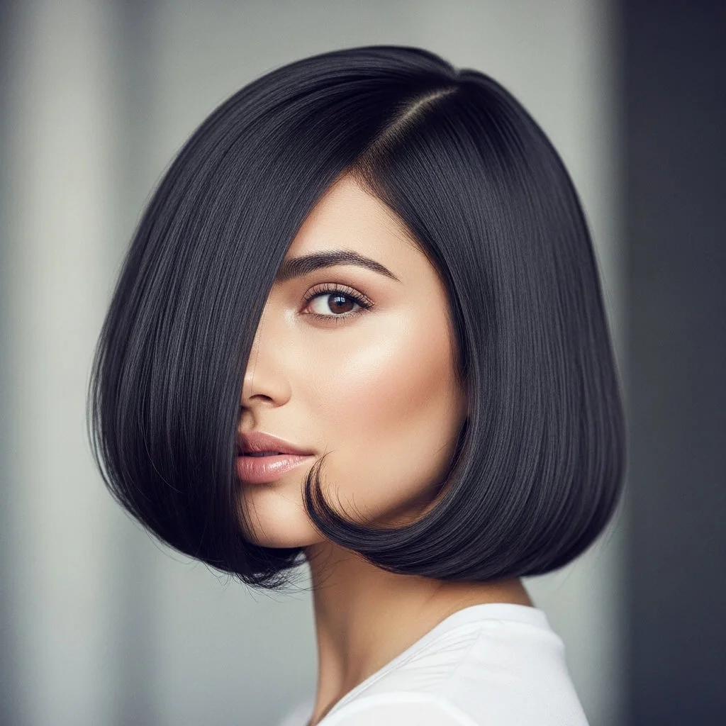 Sleek Bob with Inward Curved Ends