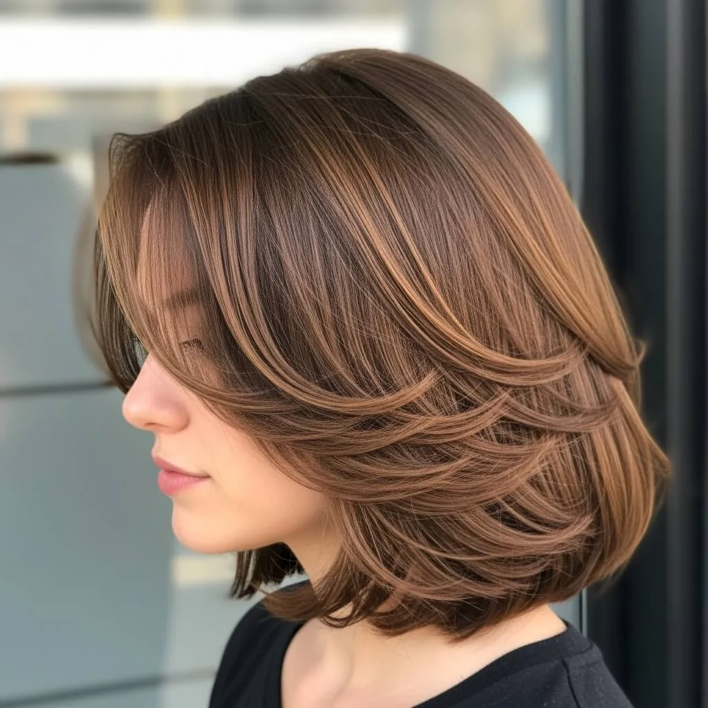 Textured Medium Bob with Flipped Ends
