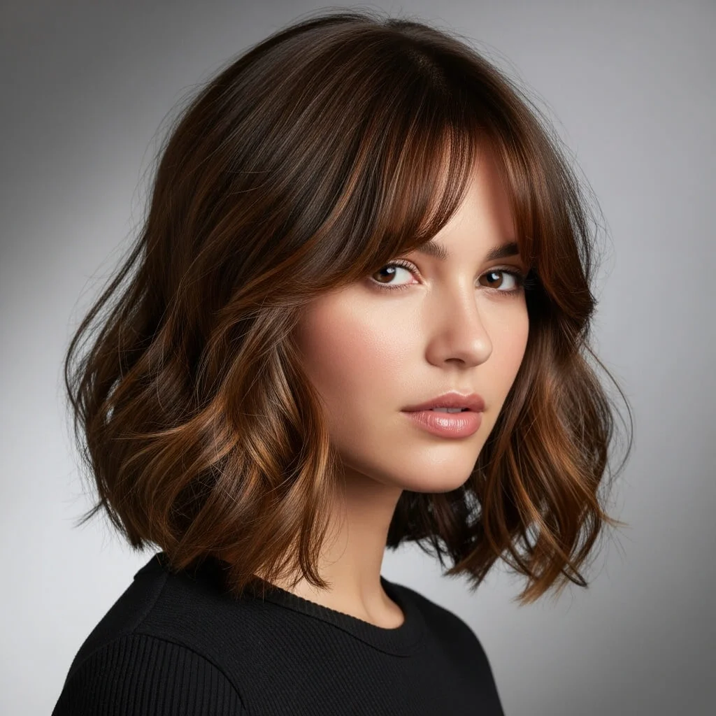Wavy Bob with Curtain Bangs