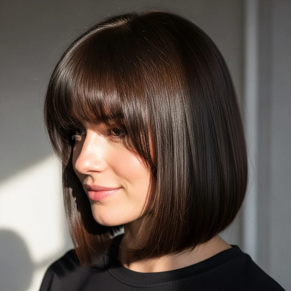 Long Bob with Blunt Layered Fringe