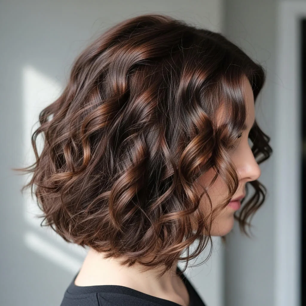 Angled Curly Bob