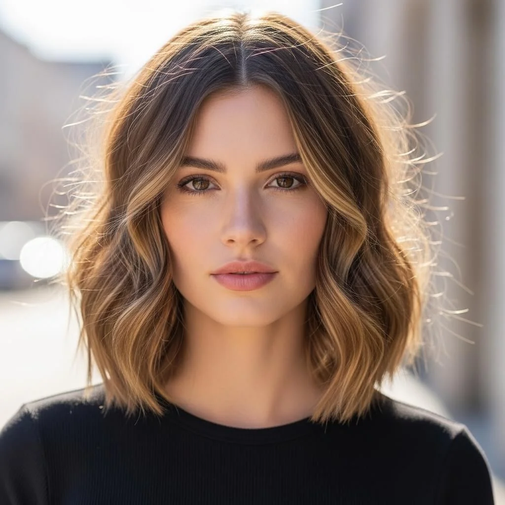 Wavy Bob with Middle Part