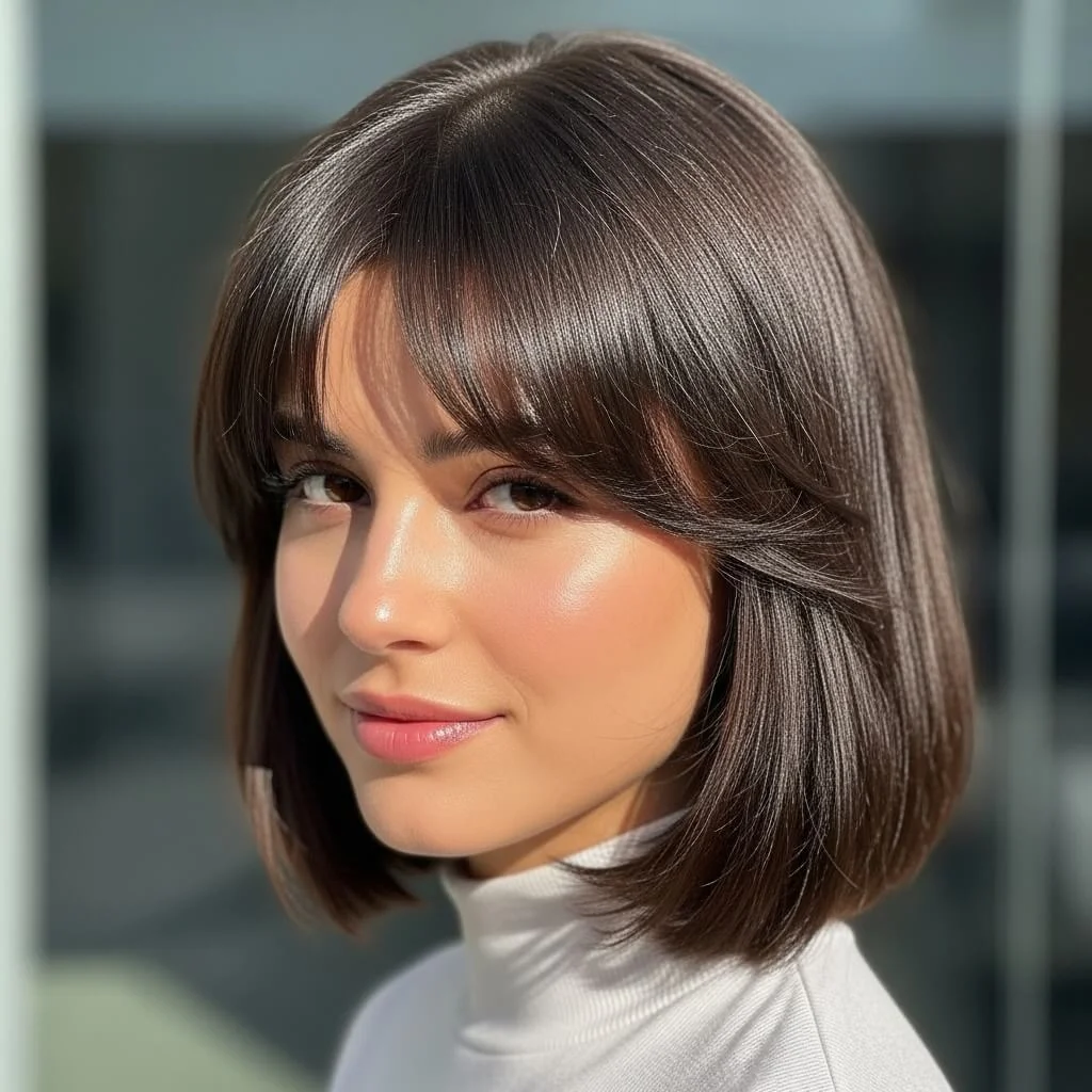 Bob with Soft Curtain Bangs