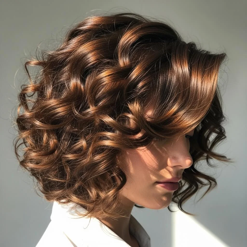 Curly Bob with Side Part