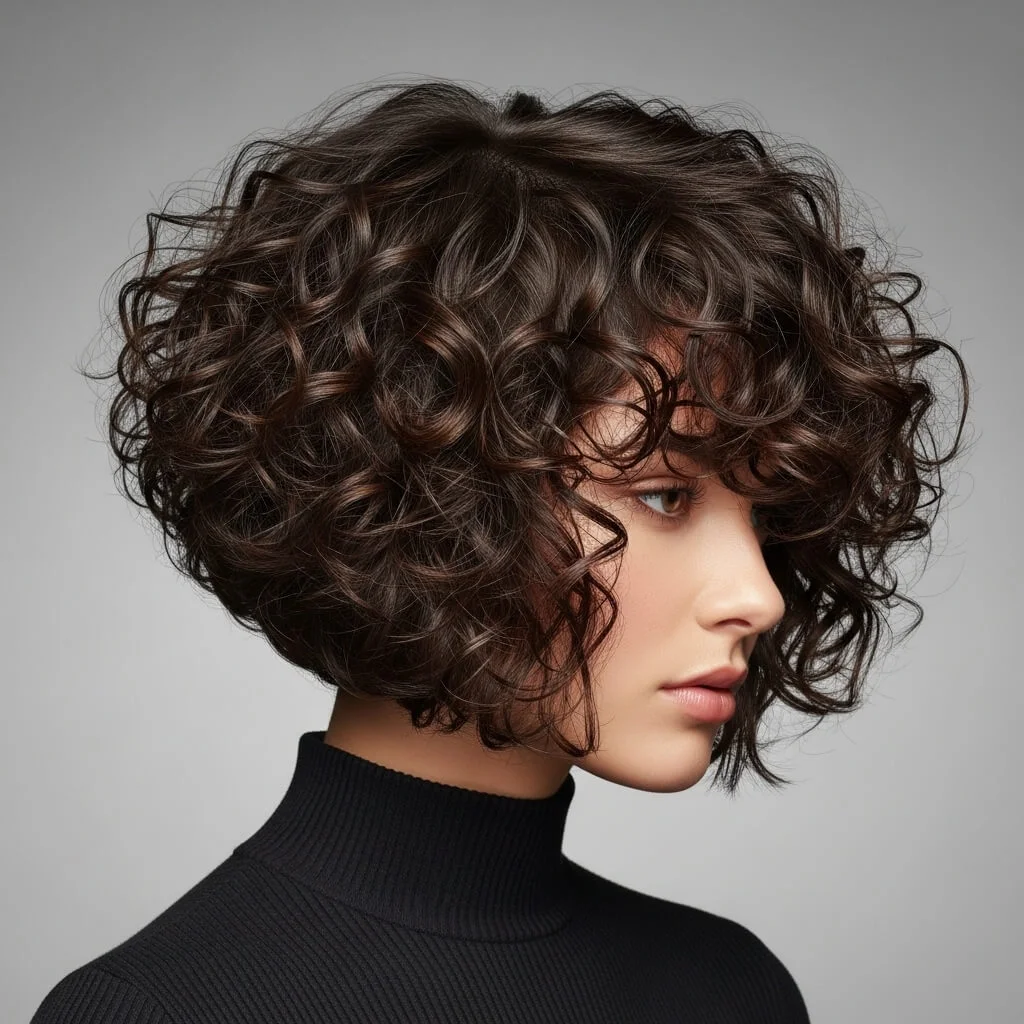 Curly Bob with Blunt Ends