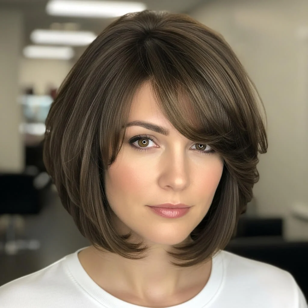 Layered Bob with Side-Swept Bangs