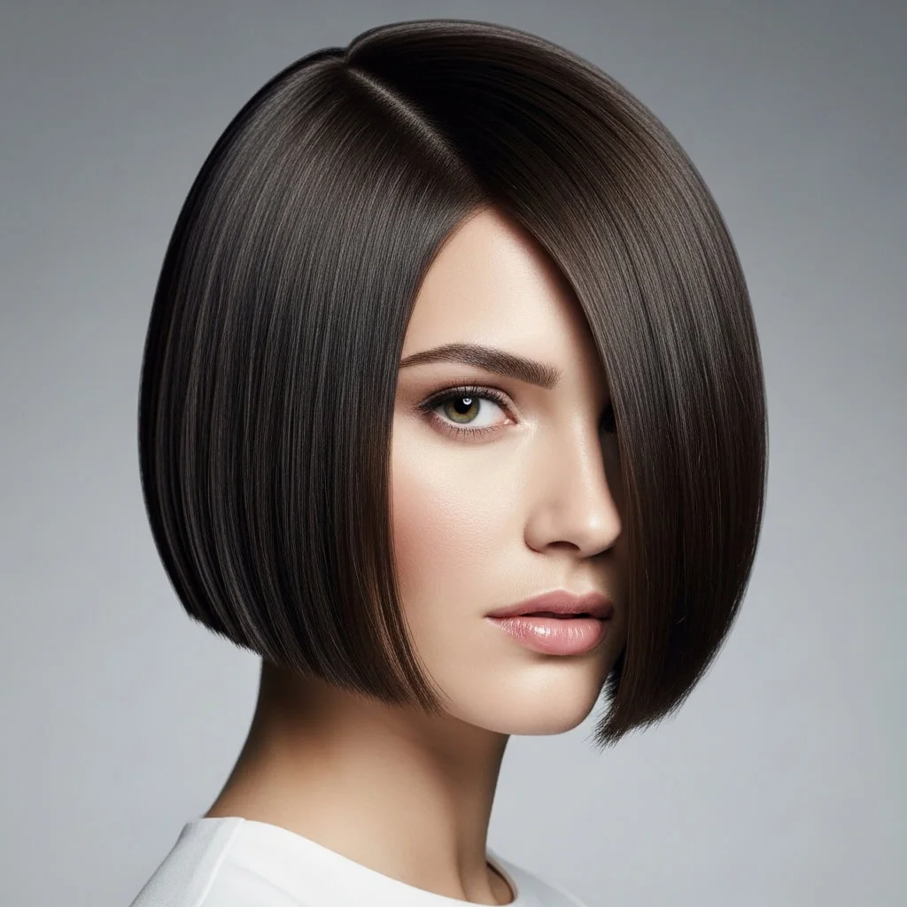 Blunt Bob with Sharp Side Part