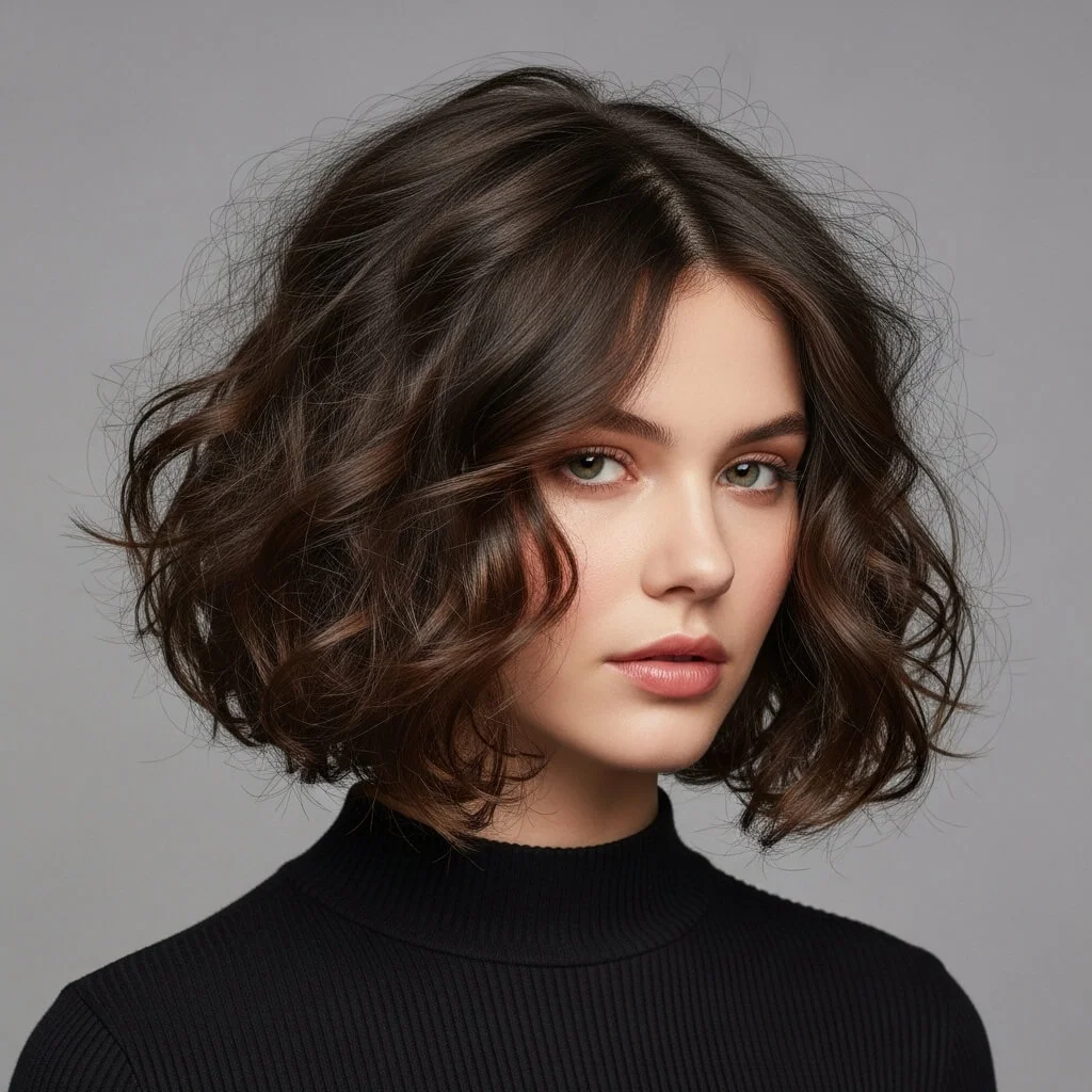 Curly Bob for Round Face