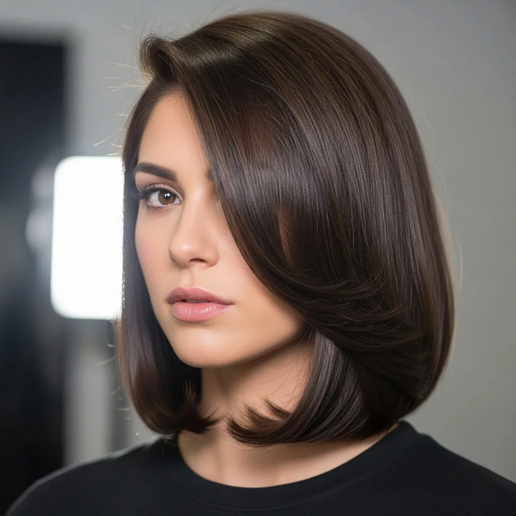 Long Sleek Bob with Side Part