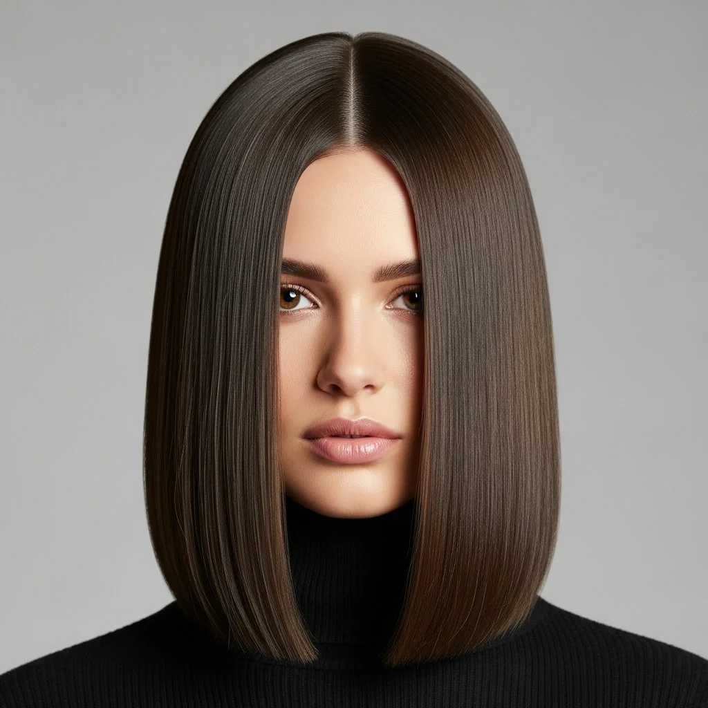 Long Blunt Bob with Center Part