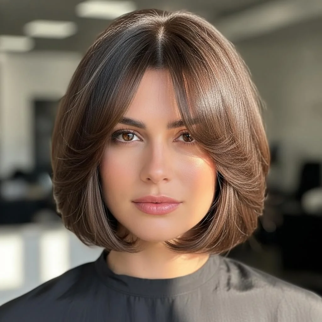 Sleek Bob with Curtain Bangs