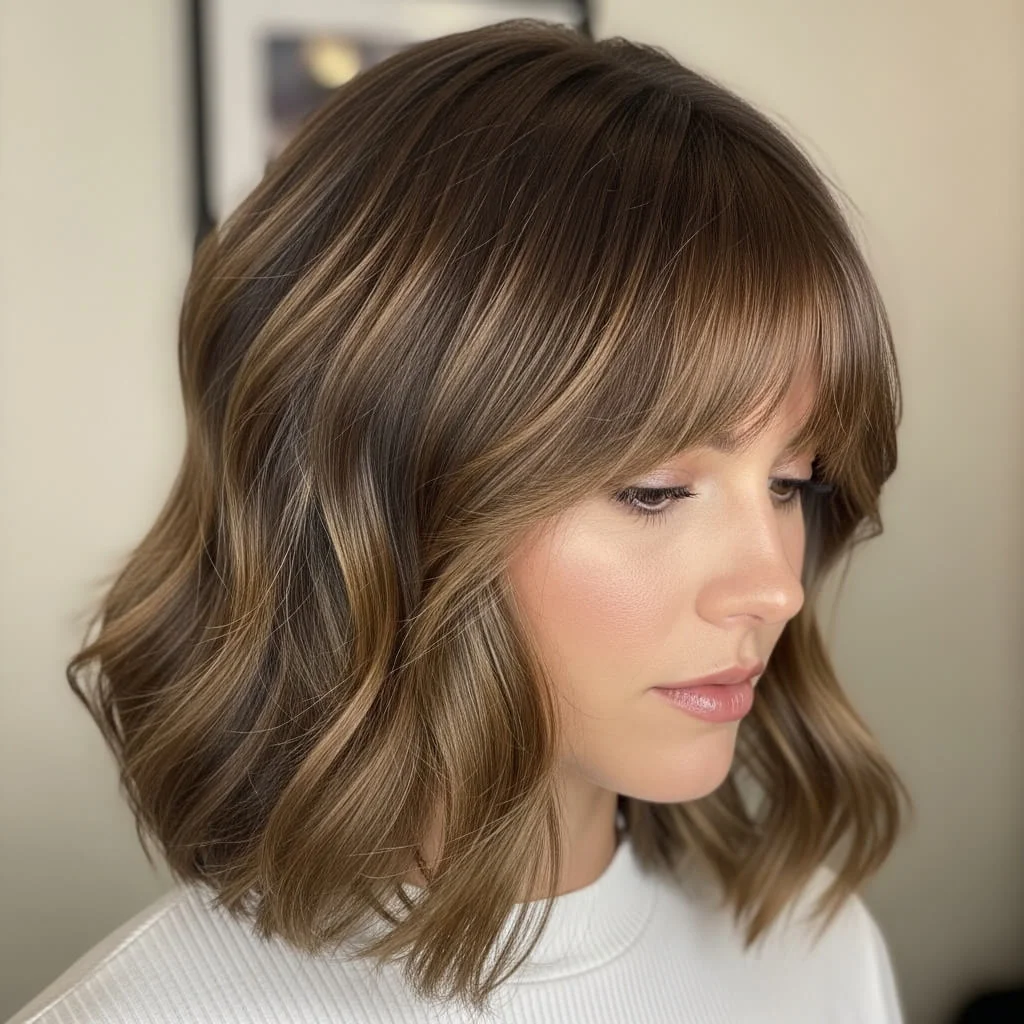 Wavy Bob with Curtain Bangs