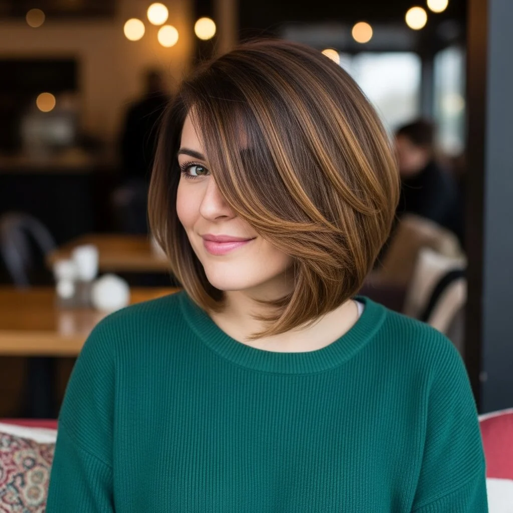 8. Layered Side-Swept Bob