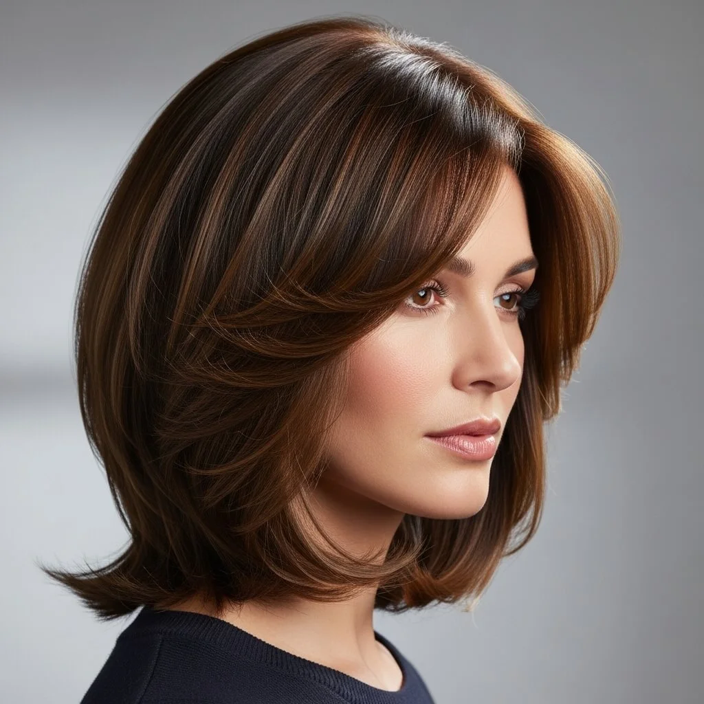 Layered Bob with Curtain Layers