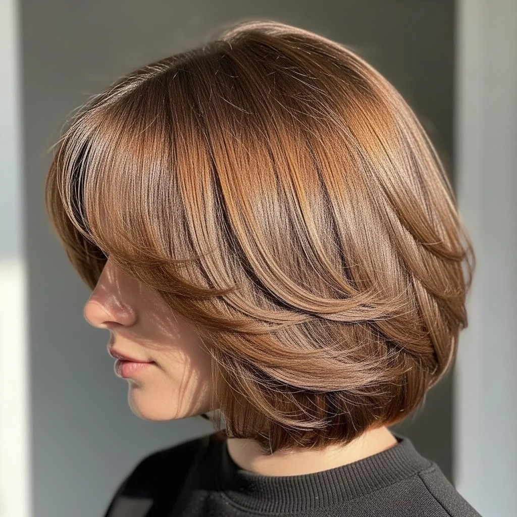 Layered Bob with Curtain Bangs