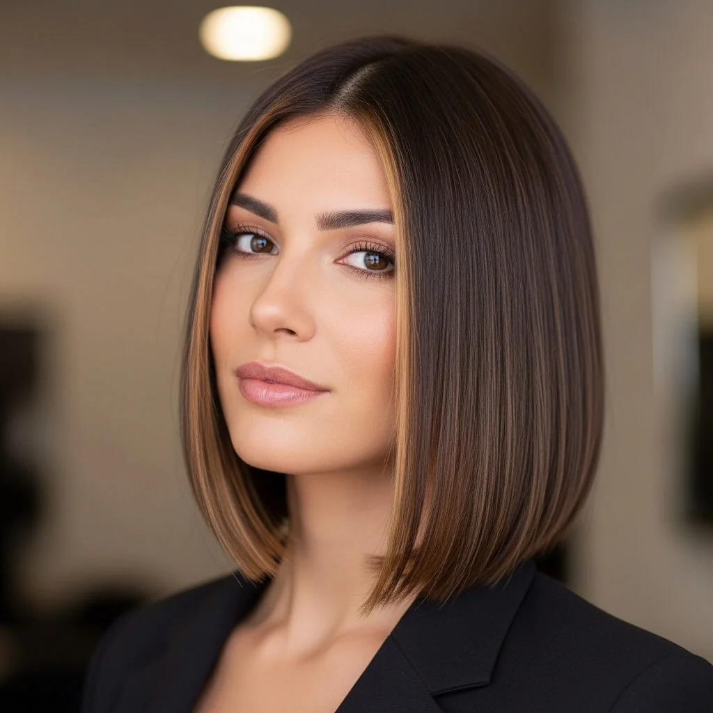 14. Sleek Graduated Bob with Highlights