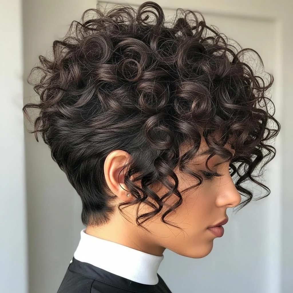 15. Curly Stacked Graduated Bob