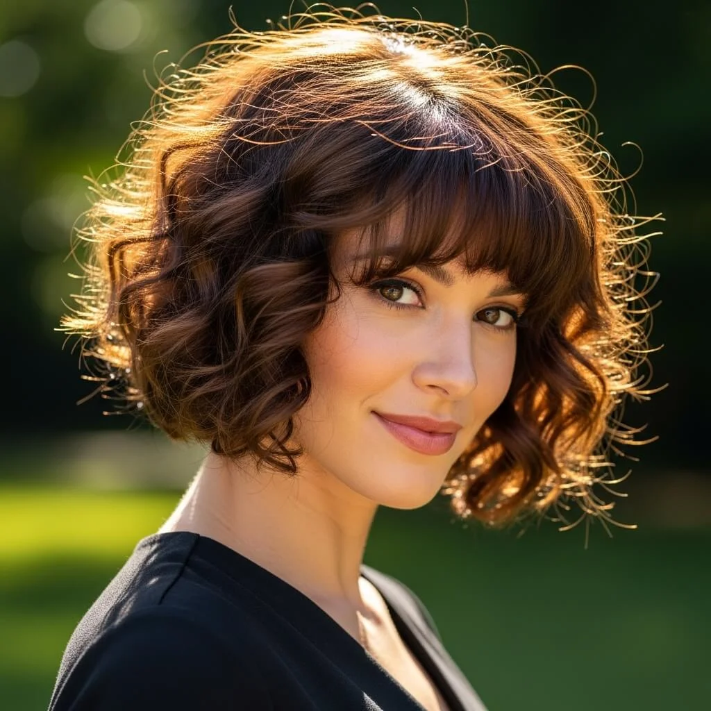 5. Curly Graduated Bob